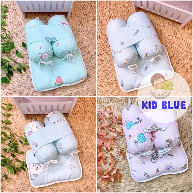 Bộ Chặn Bông Và Gối Lõm Vải Xô Nito Dành Cho Bé Sơ Sinh