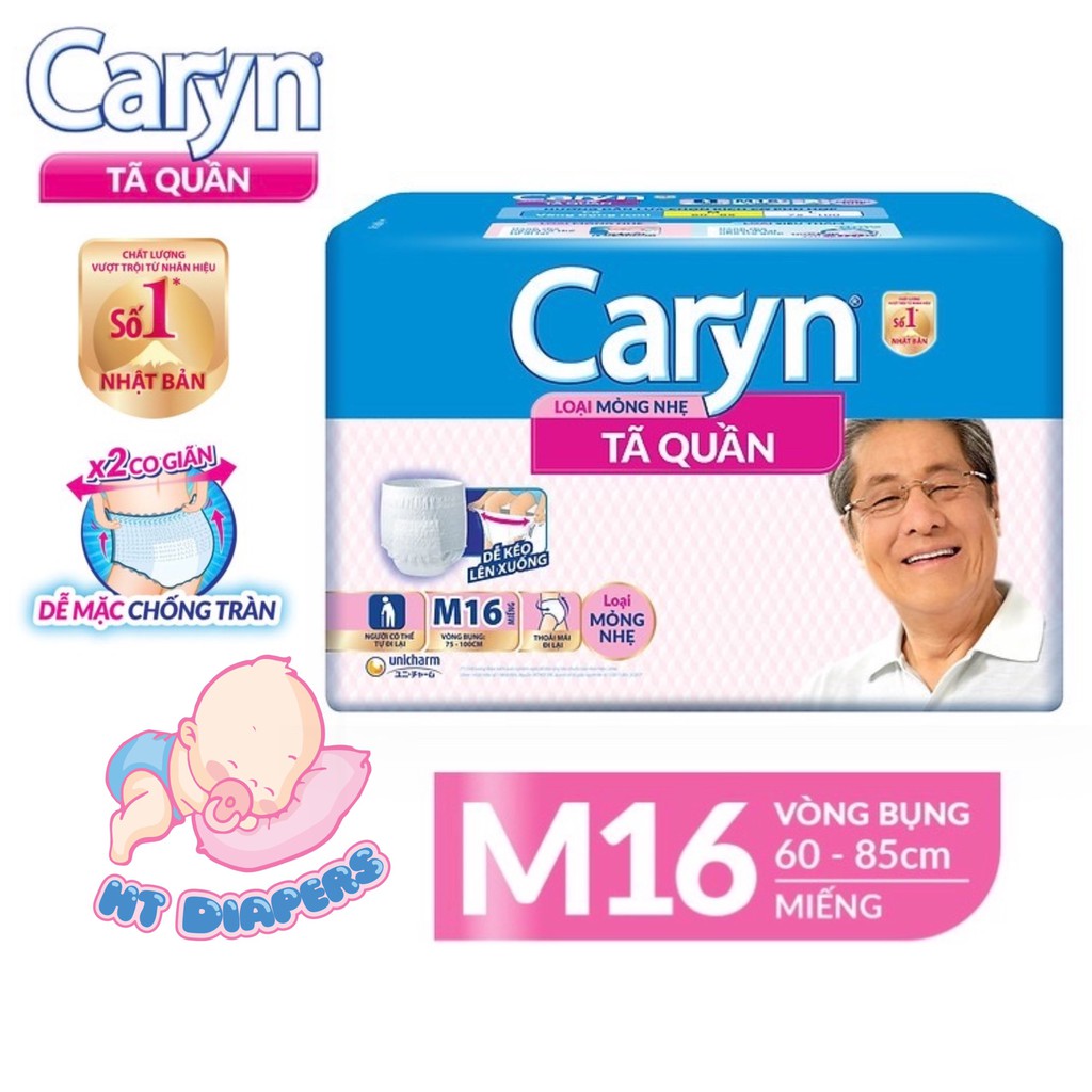 Tã/Bỉm Quần Người Lớn Caryn Size M16, L14, M8 - Dành Cho Người Già Có Thể Tự Đi Lại Được