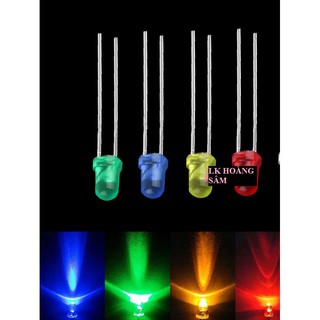 Gói 10 LED Diode F3 F5 3mm/5mm phủ màu đỏ, xanh lá,xanh dương, vàng