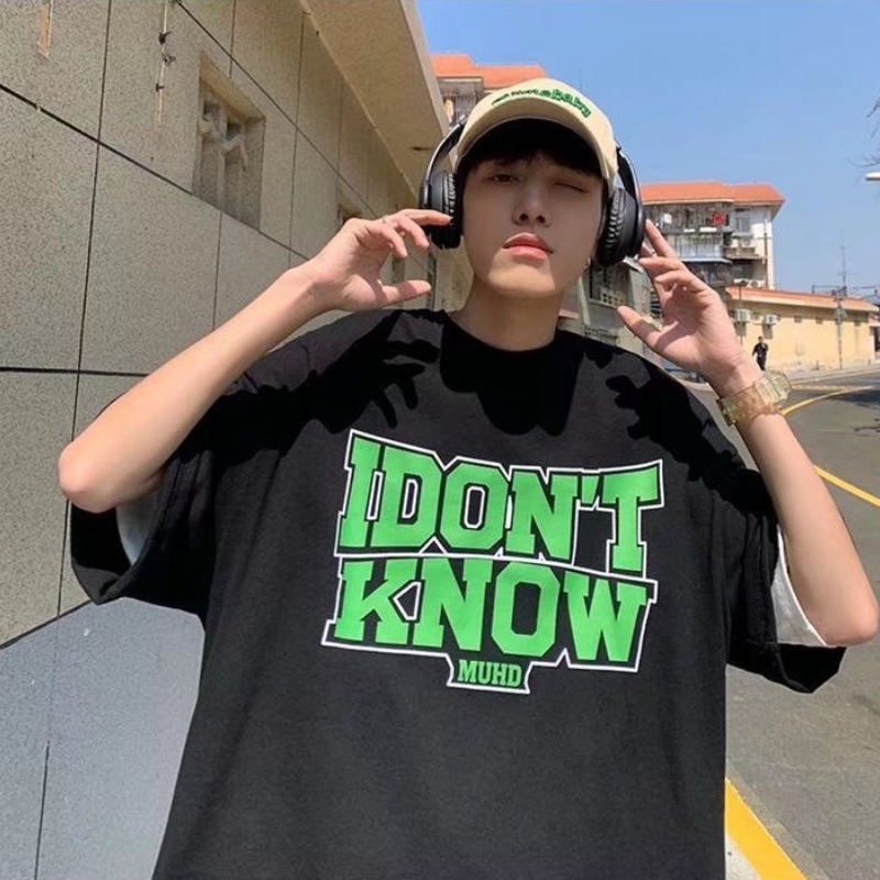 Áo Thun Ngắn Tay Cổ Tròn Dáng Rộng In Chữ Thời Trang Mùa Hè Hàn Quốc Dành Cho Nam