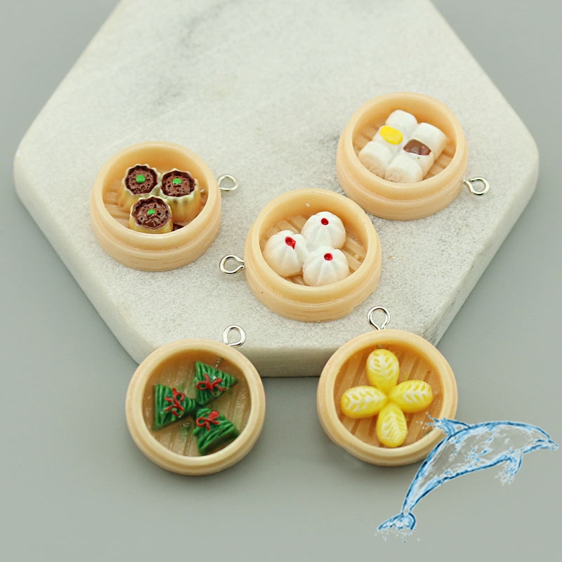 Mặt Dây Chuyền Hình Bánh Bao Hấp Bằng Nhựa Resin Diy