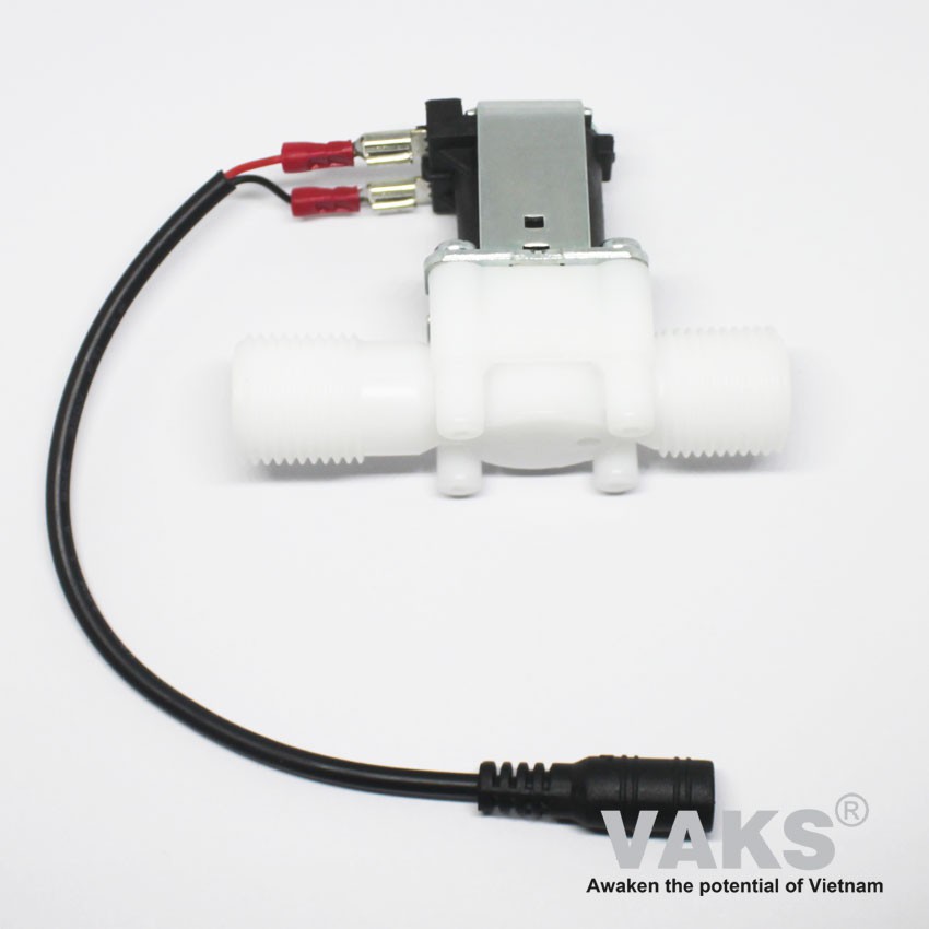 02 CÁI VAN ĐIỆN TỪ VAKS THƯỜNG MỞ  PHI 21 DÙNG ĐIỆN 12V + NGUỒN, Rất an toàn khi sử dụng trong môi trường nước.