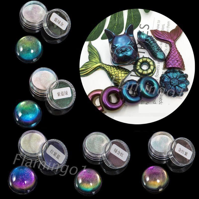 Set 5 lọ bột màu màu cầu vòng ngọc trai dùng làm đồ trang sức resin