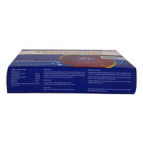 [CHÍNH HÃNG ]Vindermen Plus (có tem VINH GIA) - Tăng lưu thông máu, bảo vệ thần kinh - Hộp 30 viên