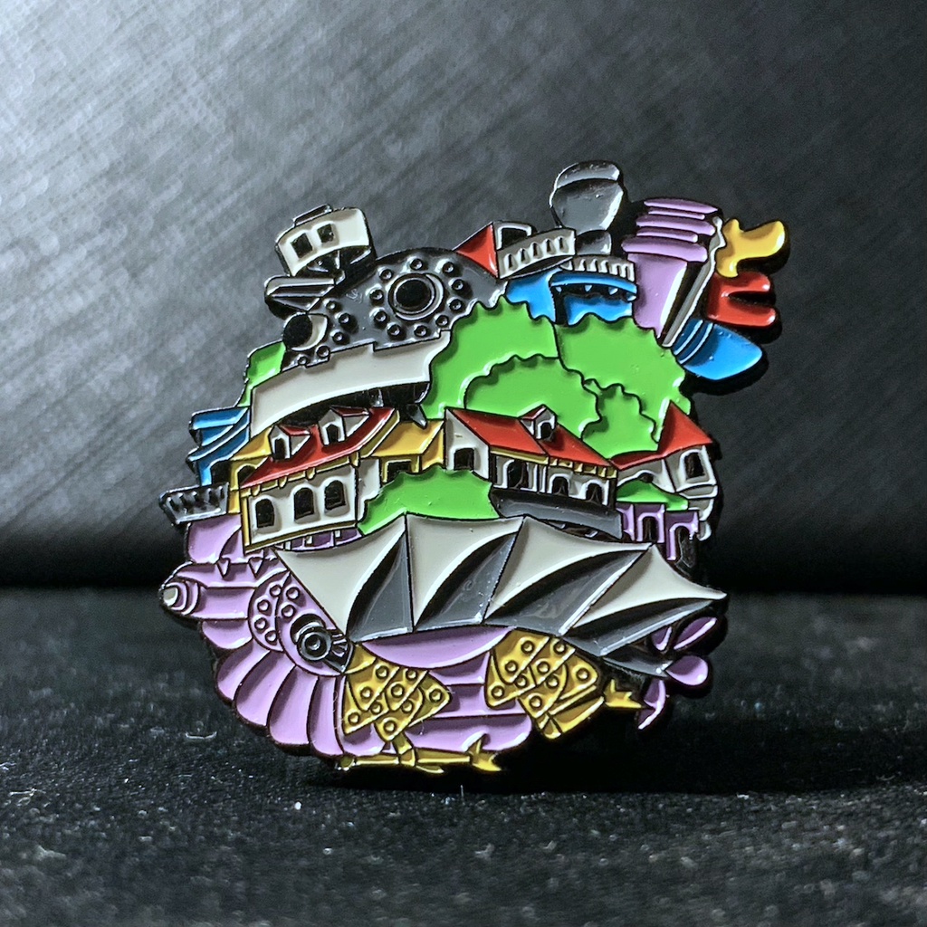 Ghim Cài Áo in hinhf Howl’s Moving Castle Nhật Bản 2 Ghim 3x3cm