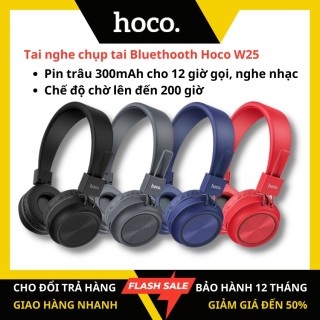 ⚡Mới⚡Tai nghe chụp tai bluetooth Hoco W25 pin trâu 300mAh cho 12 giờ, gọi nghe nhạc, thời gian chờ 200 Chính hãng HOCO