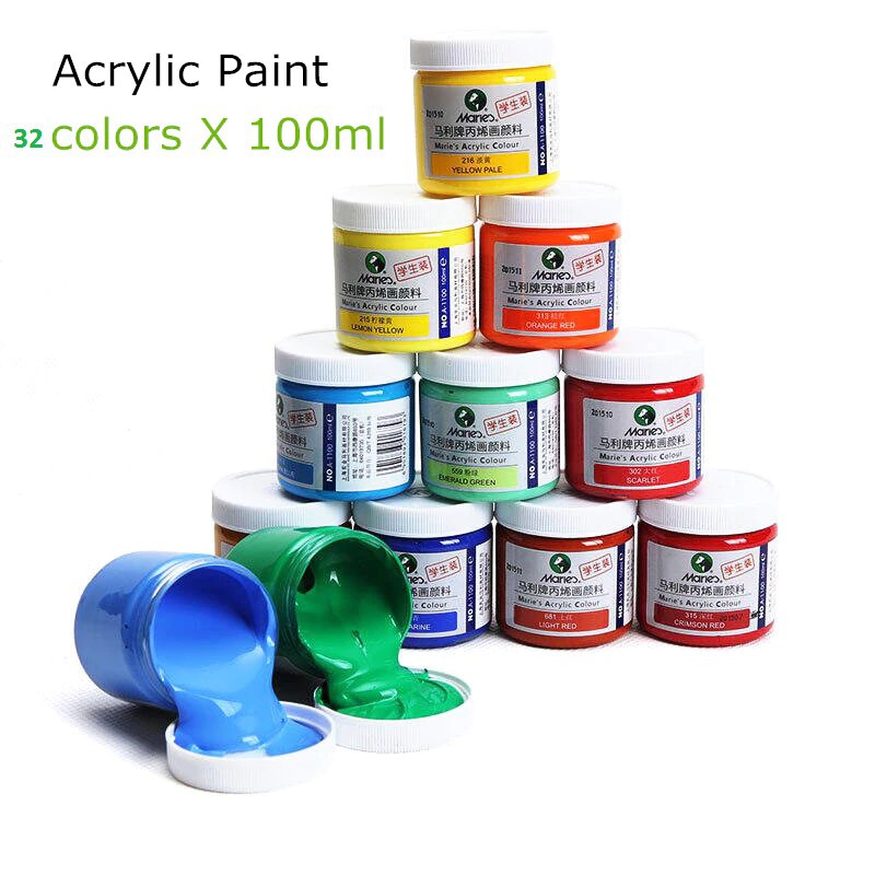 Màu acrylic maries 100ml. Màu vẽ chuyên nghiệp vẽ trên mọi chất liệu như gỗ, nhựa, thủy tinh, vải