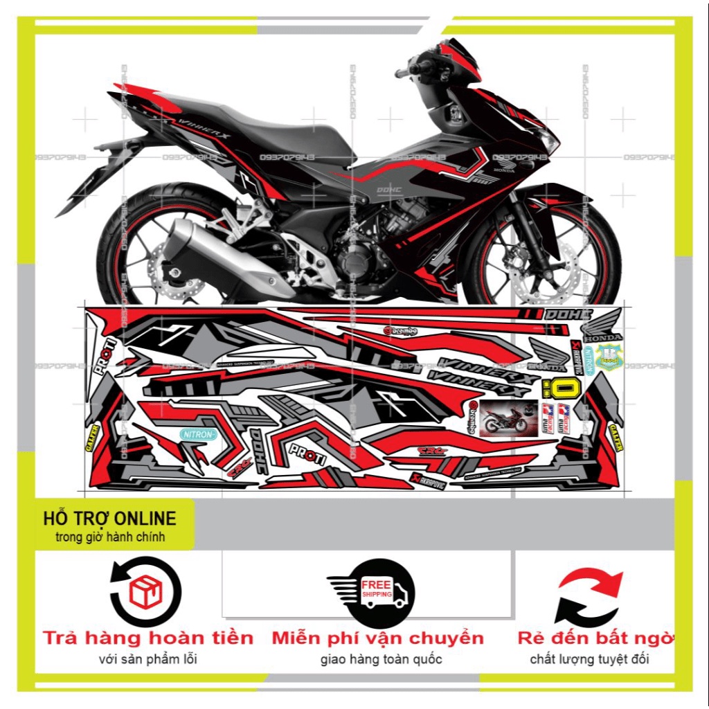 TEM XE WINNER X ĐỎ ĐEN ROBO -- SHIN DECAL 2