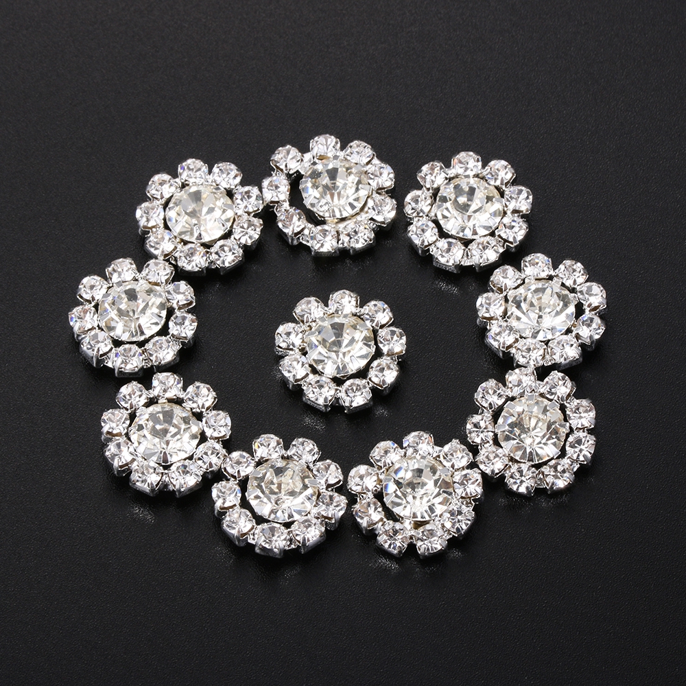 Set 10 cúc áo đính đá hình bông tuyết sang trọng