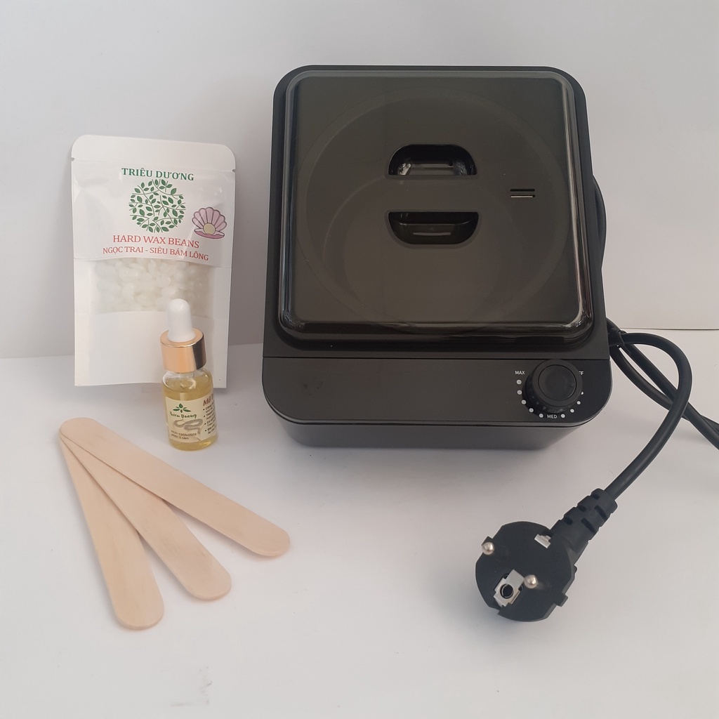 (Tặng 1 dũa móng +1 mặt nạ nén): Nồi sáp wax lông chống dính + sáp wax lông 50g cao cấp dòng hương + mỡ trăn 10ml