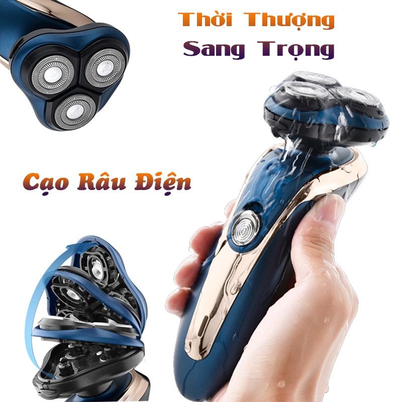 Máy cạo râu nam cầm tay sạc pin 4D SHAVER 3 lưỡi dao mài bén tự động,tháo vệ sinh và thay thế dễ dàng