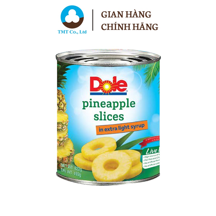 Dứa tươi nguyên lát thương hiệu Dole 560g/822g