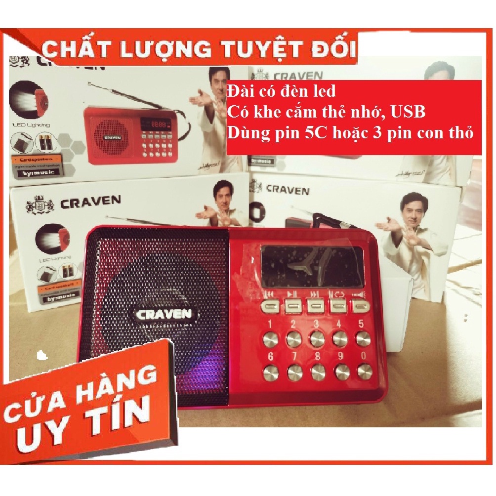 [ CHÍNH HÃNG ] đài radio FM craven có đèn led cho người cao tuổi,