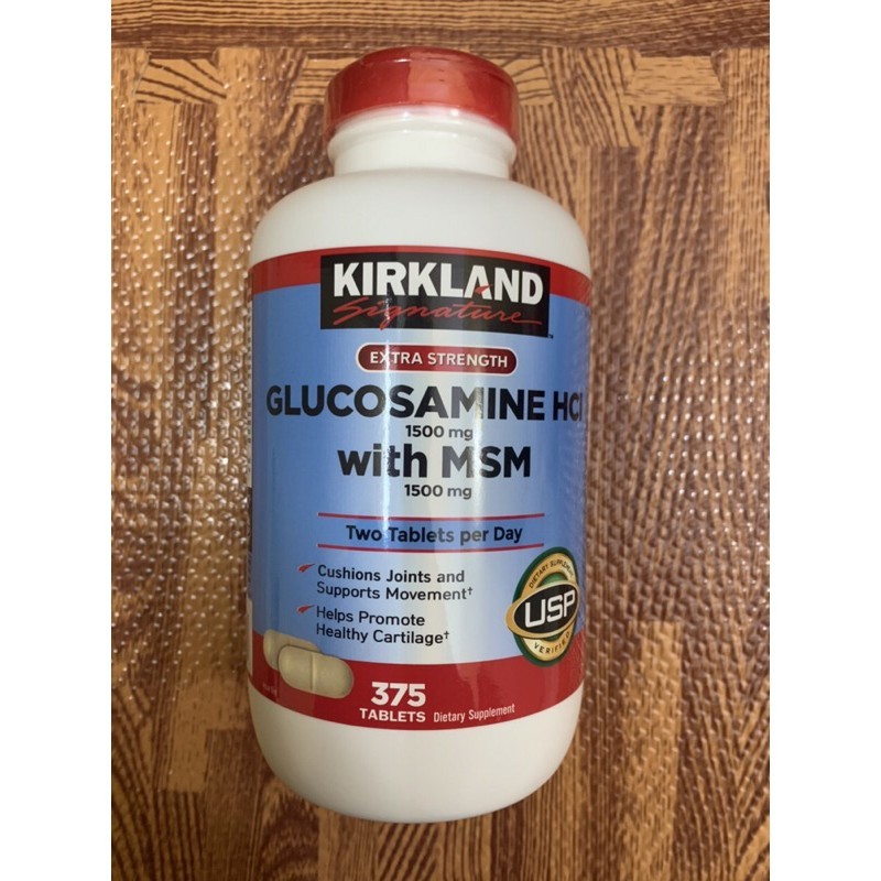 Kirkland singnature Glucosamine HCl 1500mg With MSM 1500mg chai 375viên chống thoái hóa khớp, đau khớp cho người già