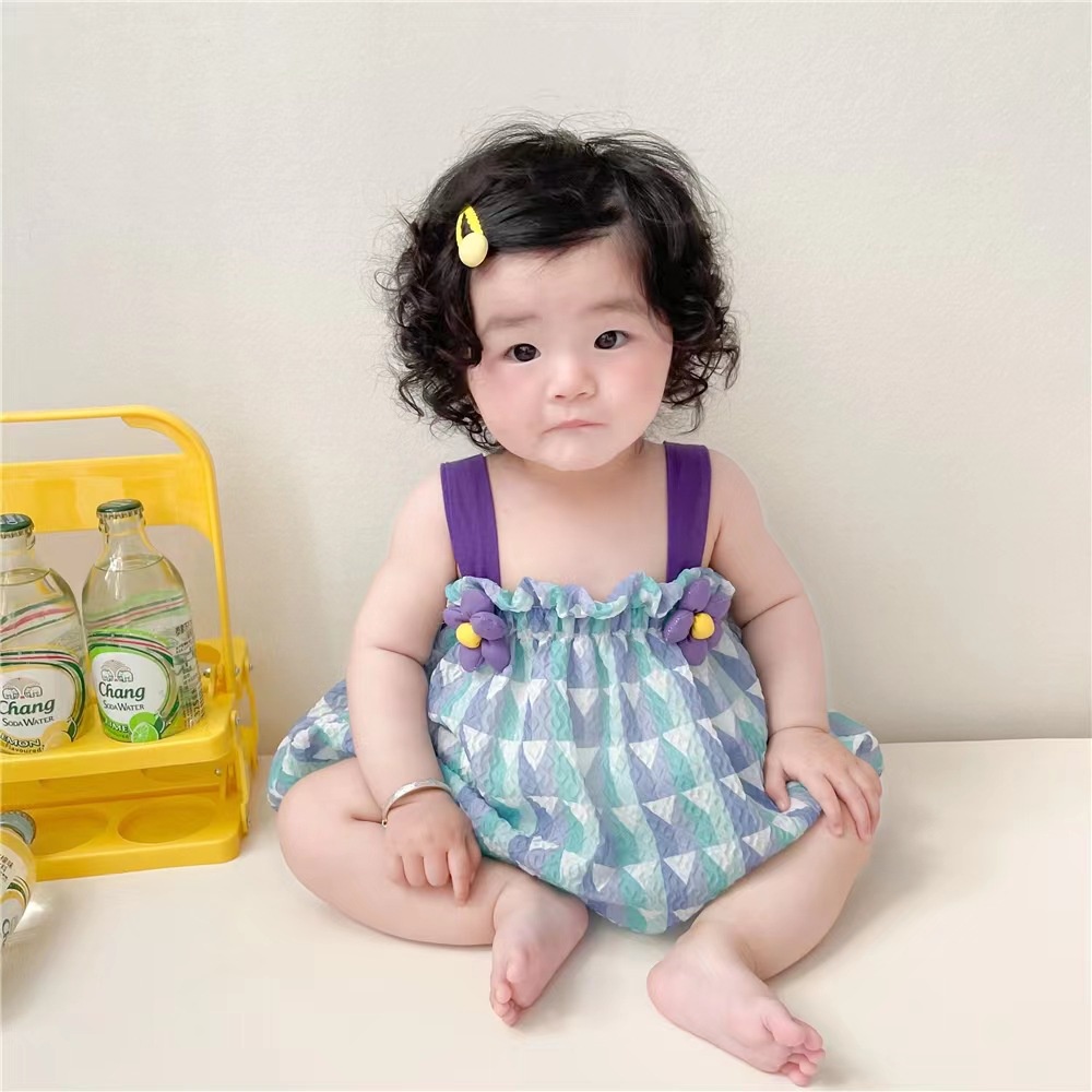 Đầm Tutu Hai Dây Họa Tiết Hoa Thời Trang Mùa Hè Cho Bé Gái