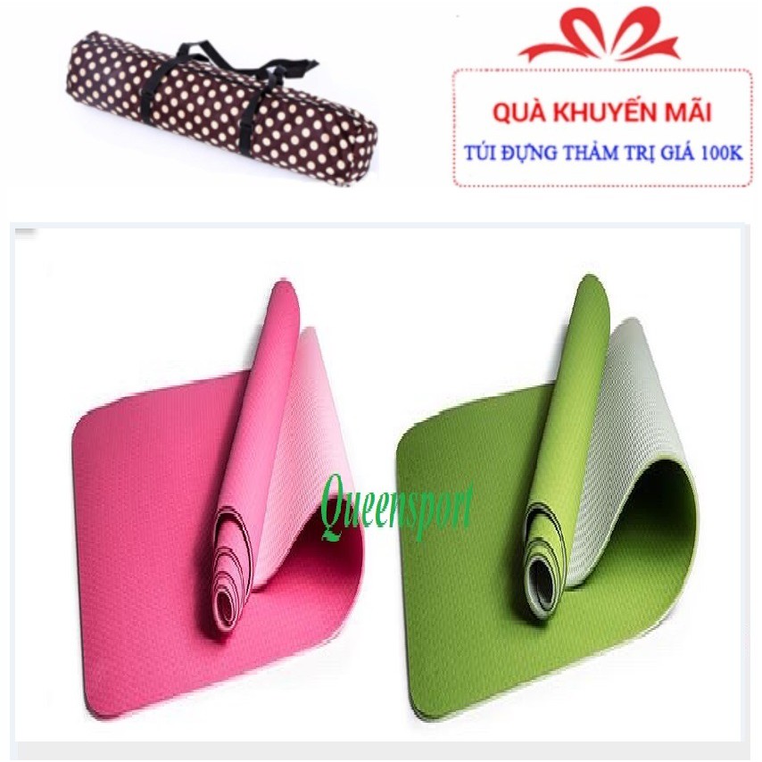 [FREE SHIP] SALE CUỐI NĂM : Thảm Yoga TPE EcoFriendly 2 lớp cao cấp dày 6mm tặng túi đựng và dây buộc thảm chuyên dụng