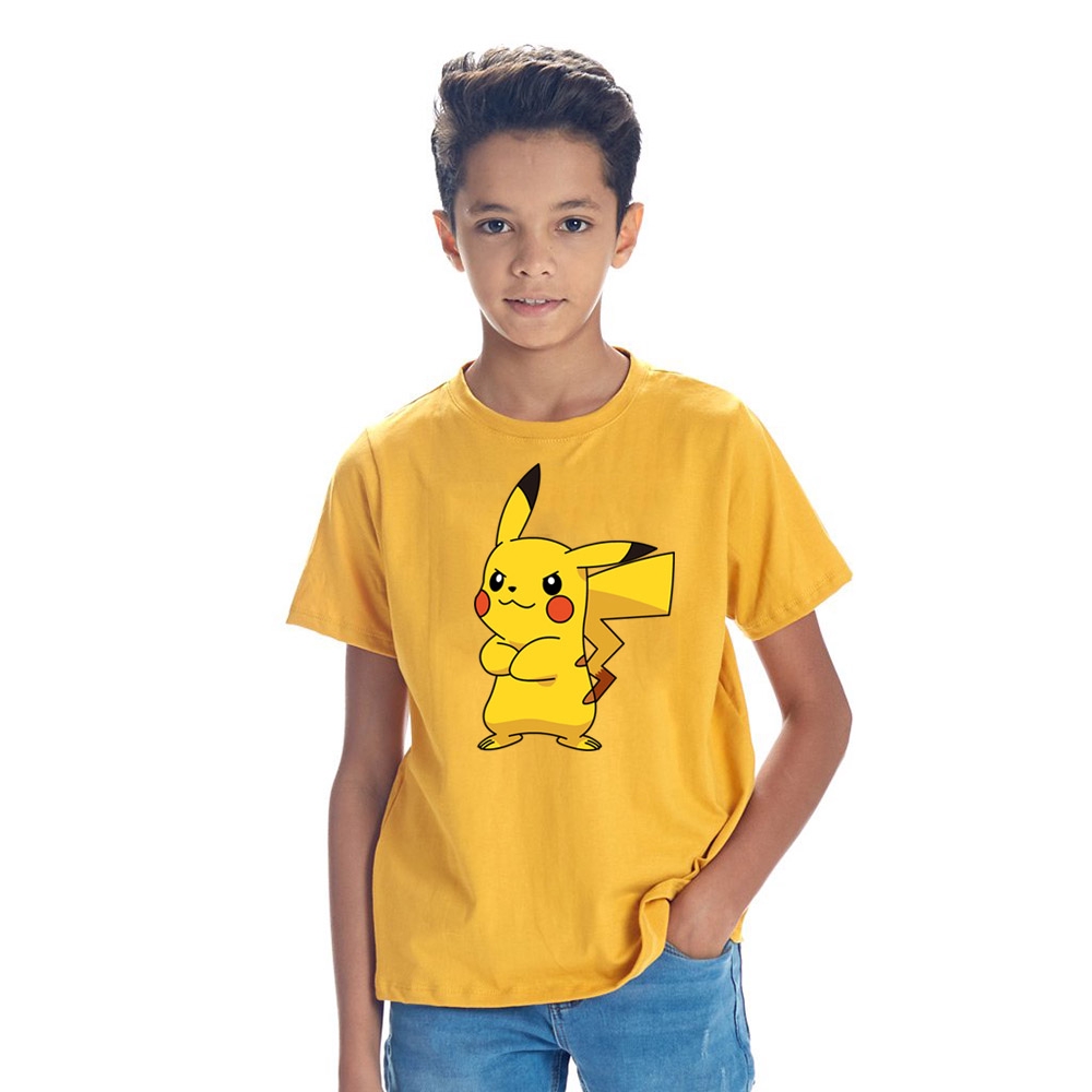 Pokemon GO Dễ Thương Pikachu Bé Gái Và Bé Trai Hoạt Hình Áo Trẻ Em Áo Tee Quần Áo Trẻ Em