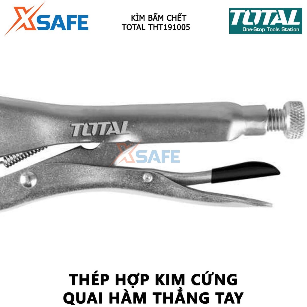Kìm bấm chết mũi dài TOTAL THT191005 kìm bấm hàm thắng Kích cỡ 254mm (10''), Quy cách 9&quot;, Độ mở tối đa 65mm