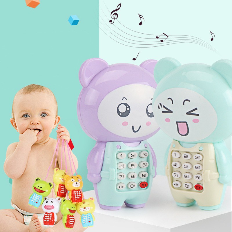 Đồ Chơi Điện Thoại Phát Nhạc Hình Thú Ngộ Nghĩnh Cho Bé có dây đeo cổ