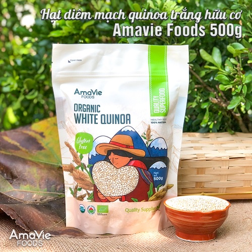 Hạt diêm mạch quinoa trắng hữu cơ Amavie Foods 500g