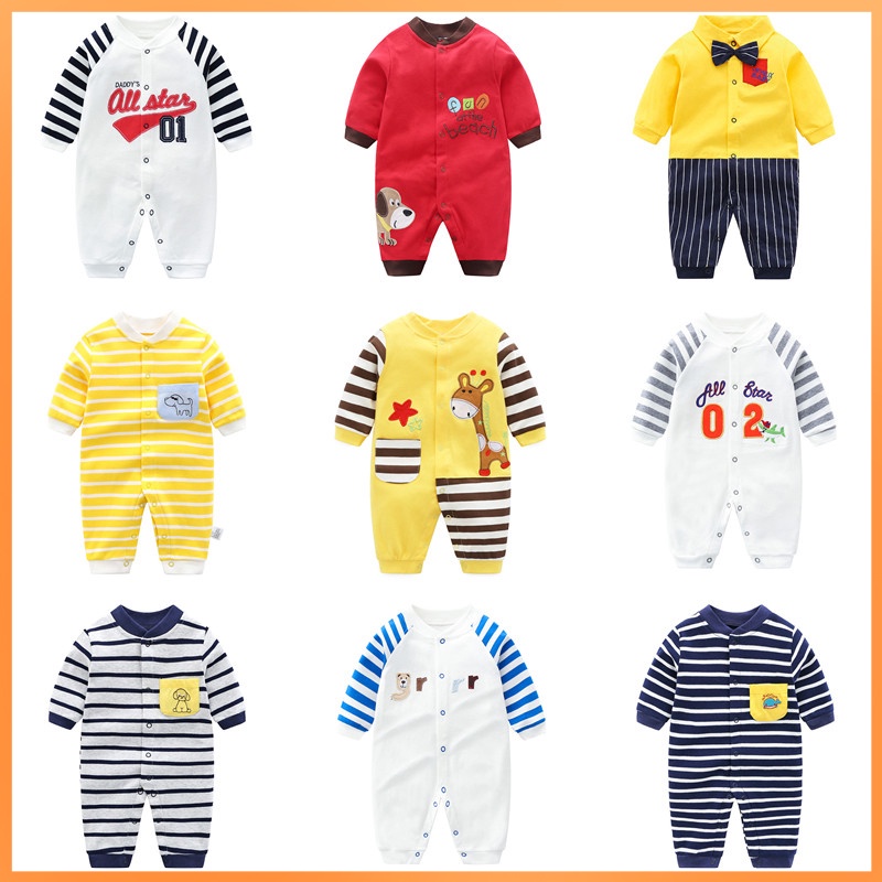 Bộ Áo Liền Quần 100% cotton Dành Cho Bé Trai Sơ Sinh 0-12 Tháng Tuổi