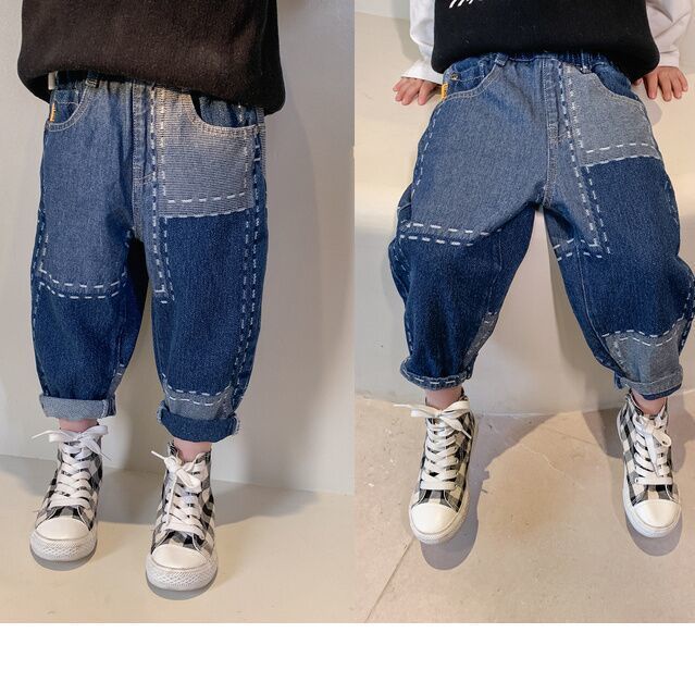 Quần Jean Cotton Dáng Rộng Mềm Mại Phong Cách Hàn Quốc Cho Bé Trai