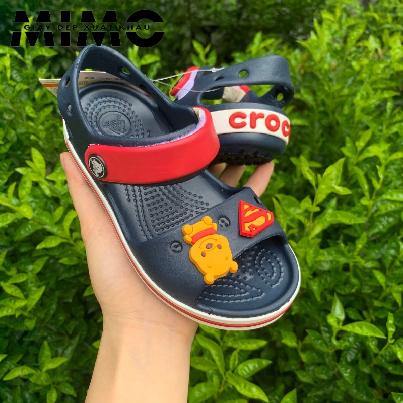 [Tặng 10 nút gắn] - Sandal Baya trẻ em màu navy quai đỏ, dép nhựa đi mưa êm nhẹ, chống trơn trượt cho bé