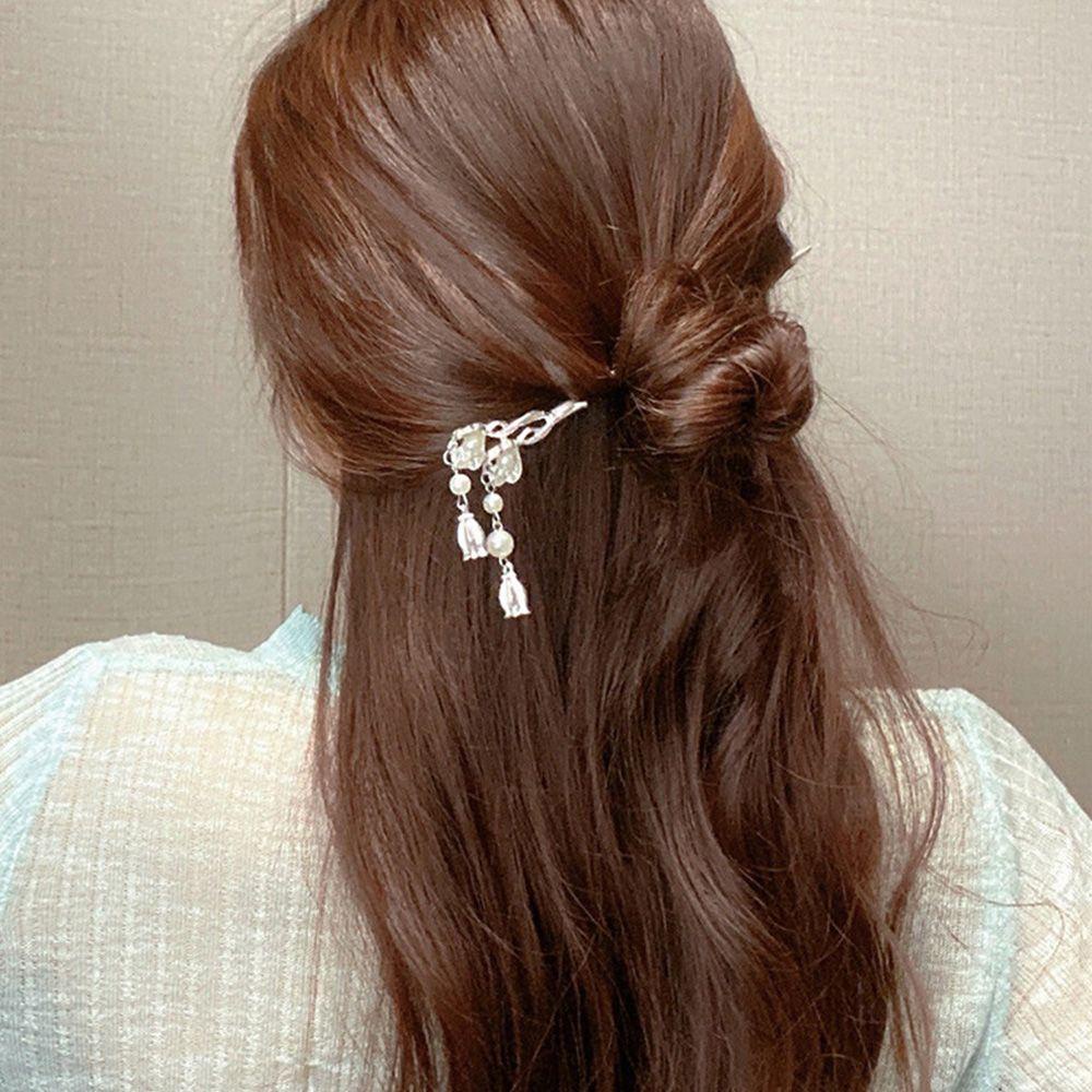 Kẹp Tóc Giả. Kẹp Tóc Kim Loại Đính Hạt Và Tua Rua Dễ Thương