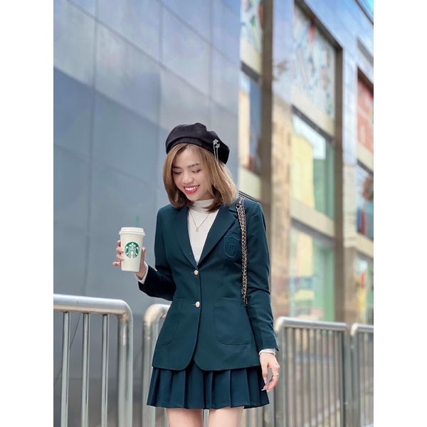 Set vest xanh dương style nữ sinh - Westminster Blazer/ Skirt - Walenty