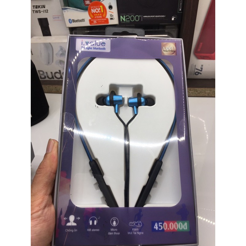 Tai nghe thể thao choàng cổ bluetooth nhét tai ivalue BT008 - Siêu hay Siêu Bass