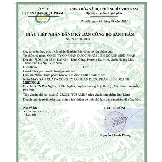 Viên uống giảm ho, giảm đau rát họng EUROCARE- thông mũi họng từ tinh dầu tràm, tinh dầu gừng, giảm ho hiệu quả 100 viên