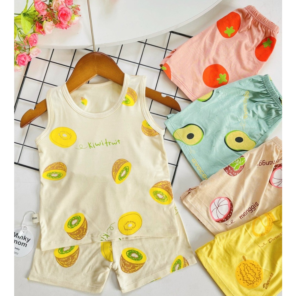 Bộ minky thun lạnh sát nách Quả Bơ cho bé