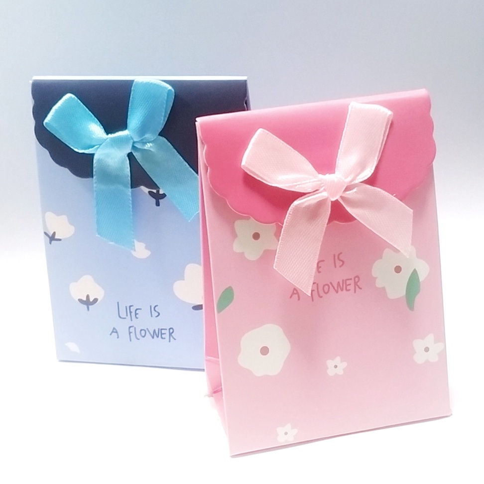 TÚI QUÀ ĐẬY NẮP NƠ, DẠNG HỘP MINI ĐỰNG SON QUÀ TẶNG NHỎ...