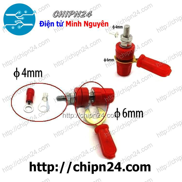 [2 CÁI] Jack Chuối Cái 4mm 20A ĐỎ, D=4mm, L=36mm, 20A 60V