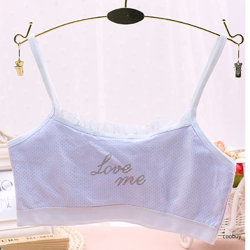 Áo lót không gọng không đường may thoáng khí in họa tiết chữ thời trang dành cho bé gái