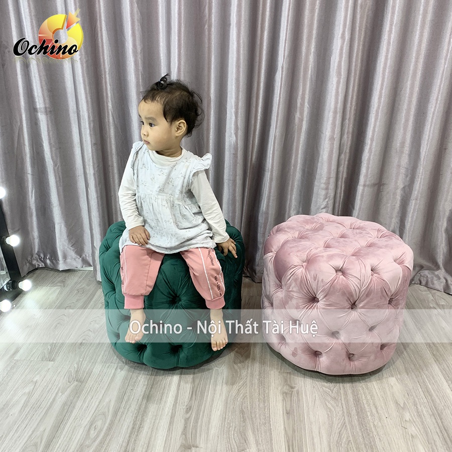 Ghế Đôn Sofa Tròn, Đôn Tròn Chụp Hình Cao Cấp Có Nhún Cách Điệu Đường Kính 50 Cao 45 (Ảnh Thật)