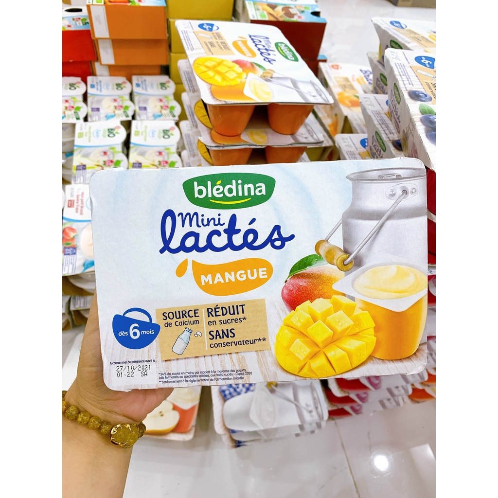 Sữa chua nguội Bledina Mini lactes Pháp vỉ 6 hộp x60g Hàng Air Date mới