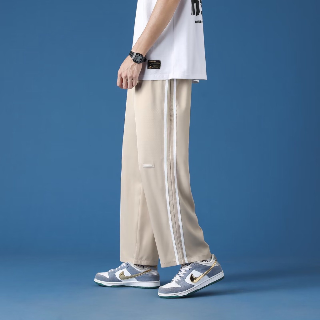 Quần Dài Dáng Rộng Lưng Thun Co Giãn Thoải Mái Phong Cách Hip Hop Đường Phố Nhật Bản Cỡ Lớn S-3XL