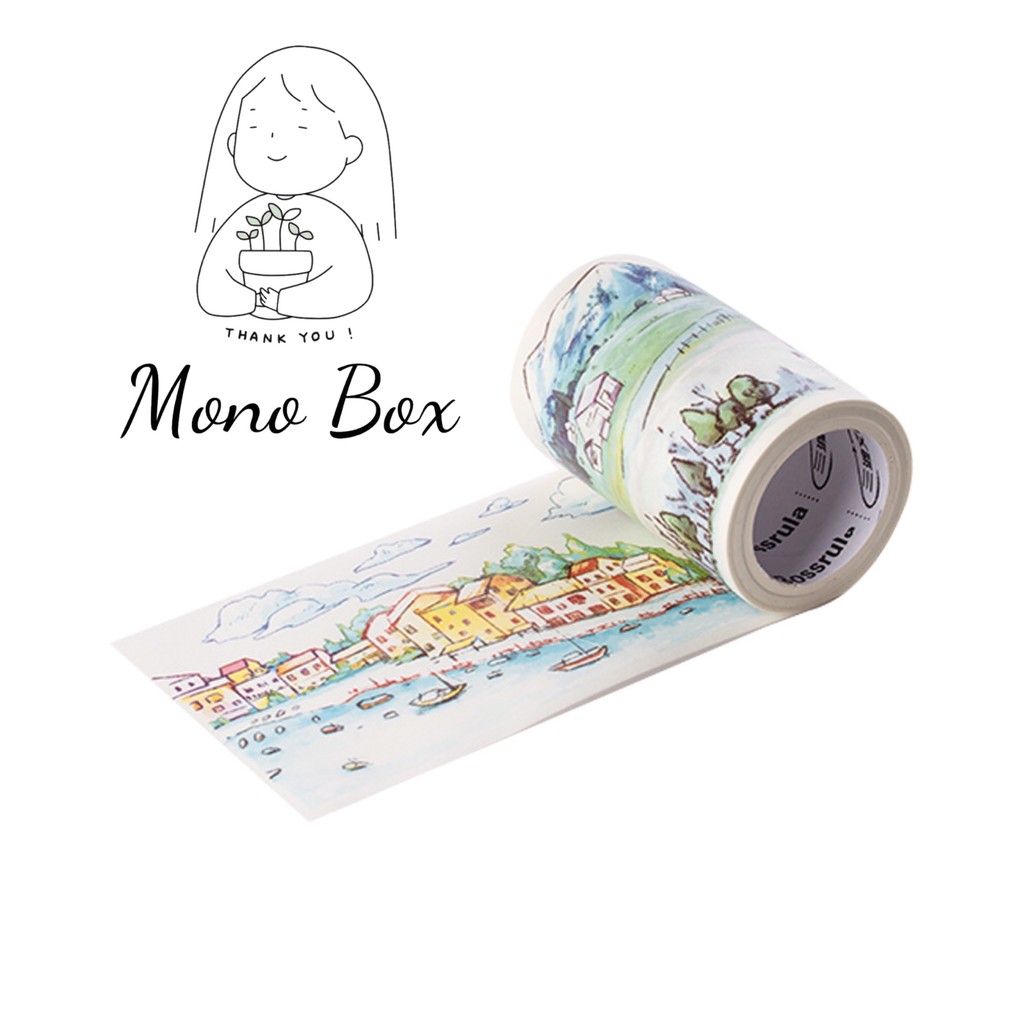 [Chiết] Washi Tape 35x7cm băng dính trang trí chủ đề phong cảnh làng quê Mono_box 00802