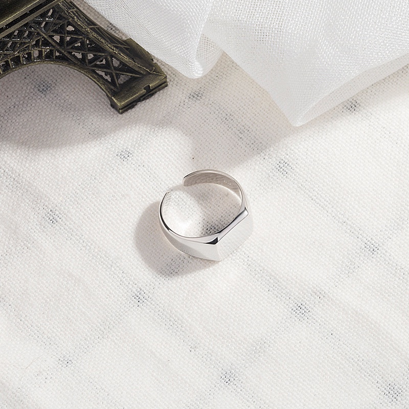 Nhẫn nam nữ tròn Unisex màu bạc Thời trang Punstore chất liệu Titan đẹp đơn giản - Nhẫn Treasure