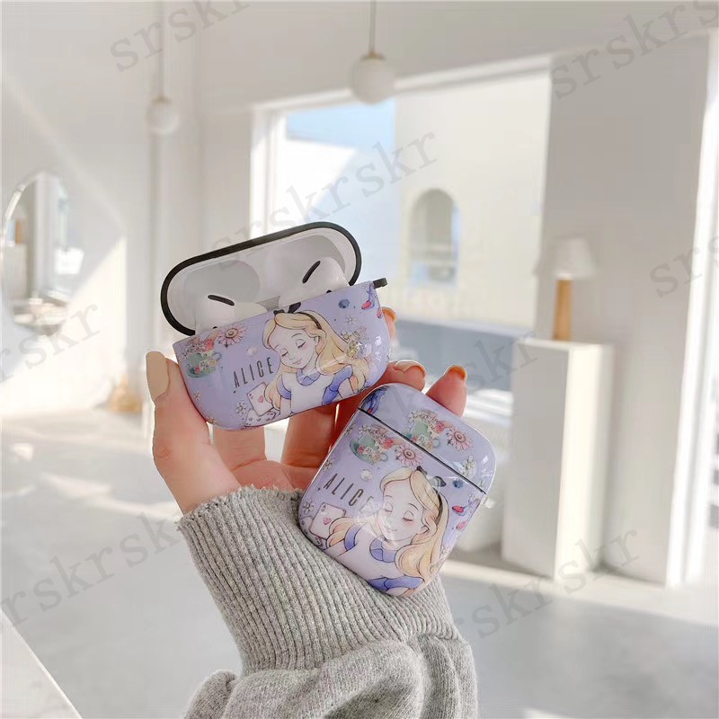 Disney Vỏ Bảo Vệ Hộp Sạc Tai Nghe Airpods 1 / 2 / Pro Họa Tiết Nàng Tiên Cá / Alice Dễ Thương