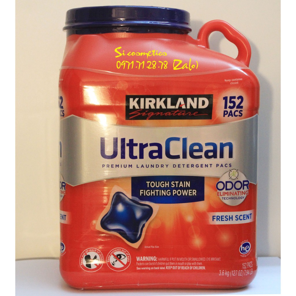 VIÊN GIẶT XẢ QUẦN ÁO KIRKLAND ULTRA CLEAN 152 VIÊN 95