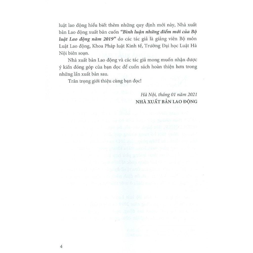 Sách - Bình Luận Những Điểm Mới Của Bộ Luật Lao Động Năm 2019