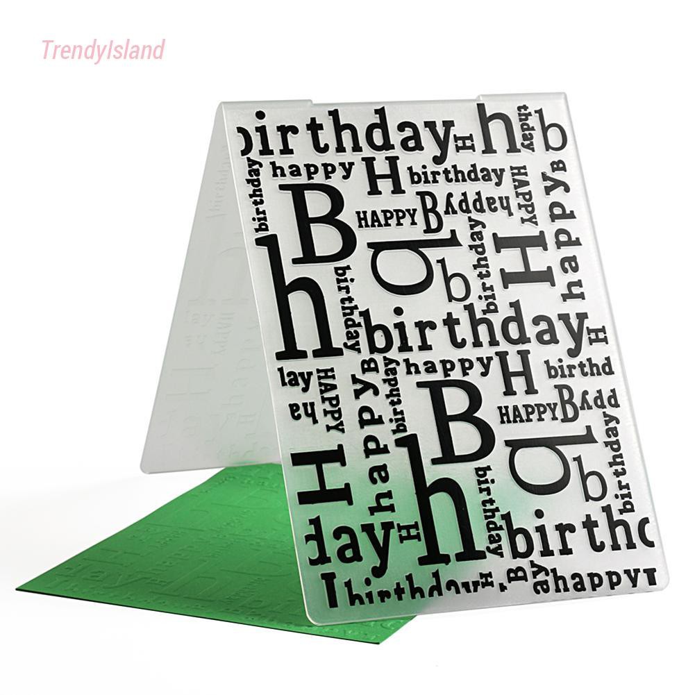 Bìa Nhựa Dập Nổi Họa Tiết Chữ Happy Birthday Dùng Để Trang Trí Sổ Tay Diy