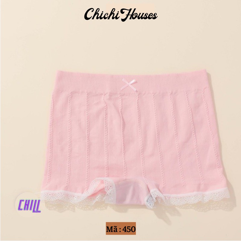 Quần Lót Nữ Cotton, Quần Mặc Trong Váy Gân Tăm Kháng Khuẩn Thoáng Mát Tôn Dáng Đính Nơ Xinh - 450