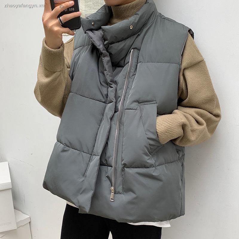 Áo khoác phao không tay cổ đứng phong cách Hồng Kông thời trang mùa thu cho nam