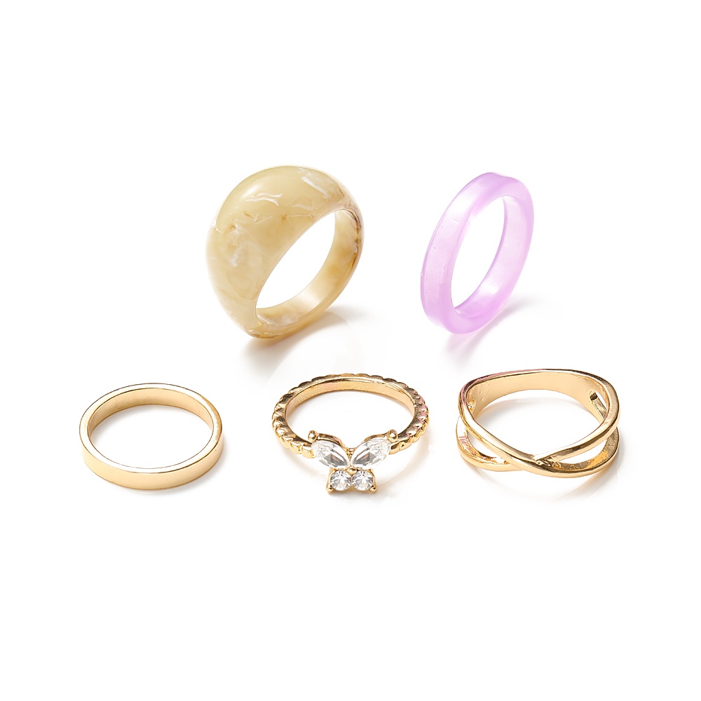 IF ME Set 5 Nhẫn Đeo Khớp Ngón Tay Hình Bướm Đính Đá Thời Trang Cho Nữ