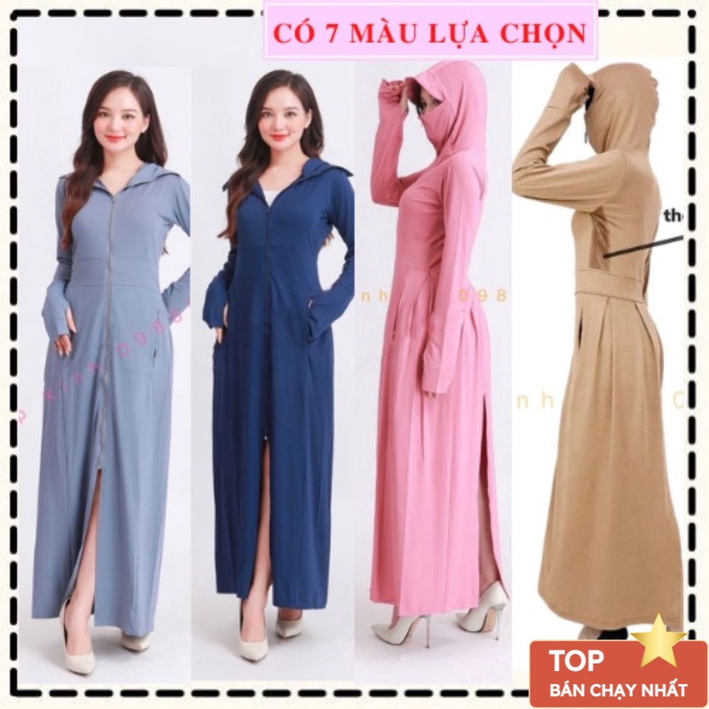 Váy Đầm Chống Nắng Toàn Thân Tôn Eo Thông Hơi Kim Cương Cao Cấp 2 Lớp Vải Thun Lạnh Co Giãn 4 Chiều 7 Màu Thời Trang