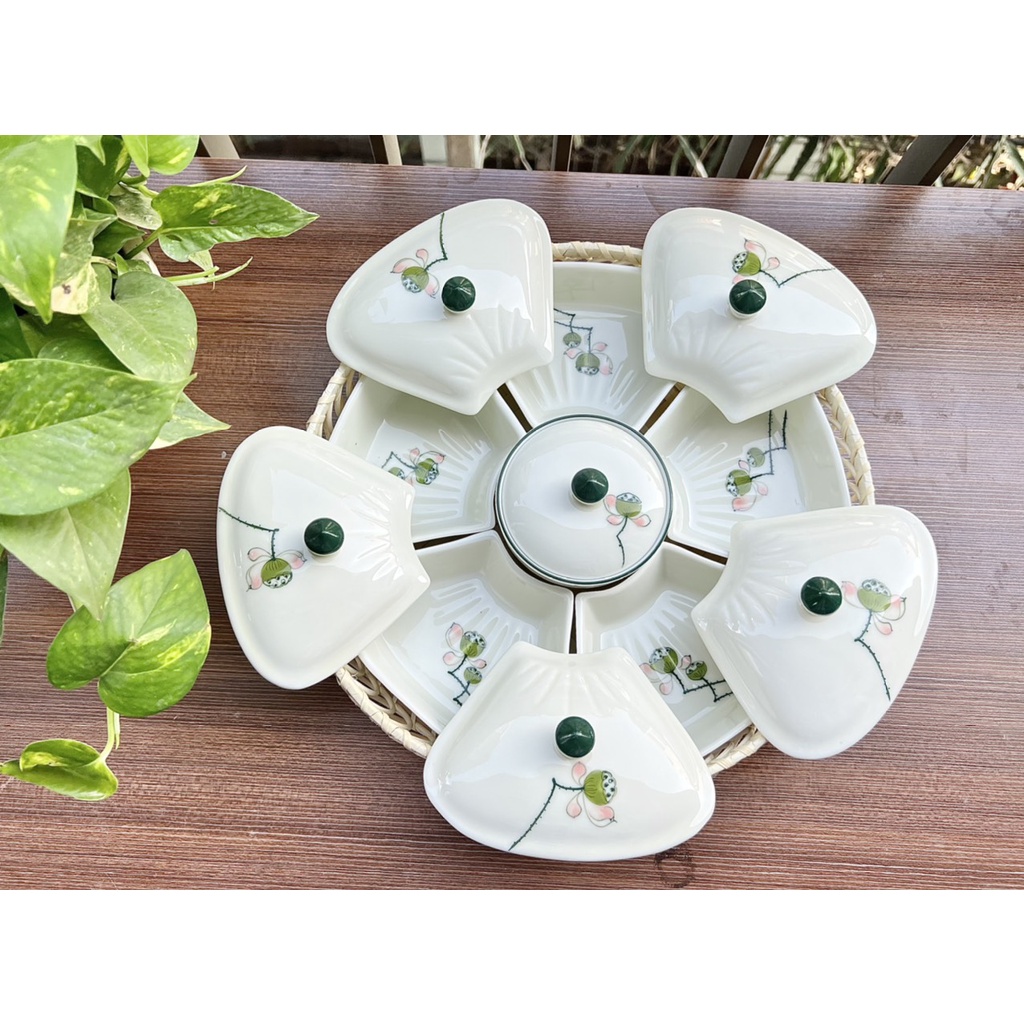 Khay Mứt Tết Gốm Sứ Bát Tràng Men Hỏa Biến - Khay Bánh Kẹo Bát Tràng Cách Điệu