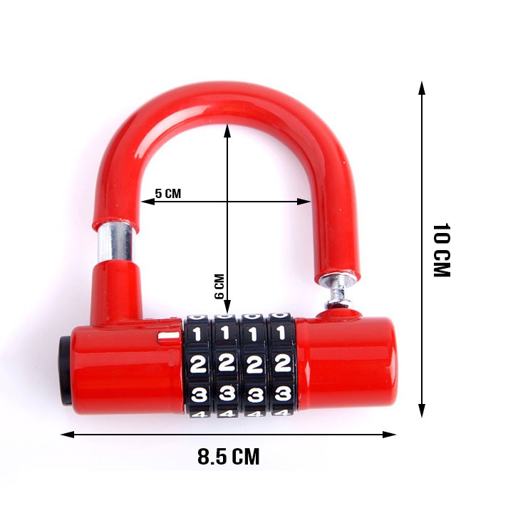 Khoá chữ U mật mã 4 số chống trộm gia đình không cần chìa khoá